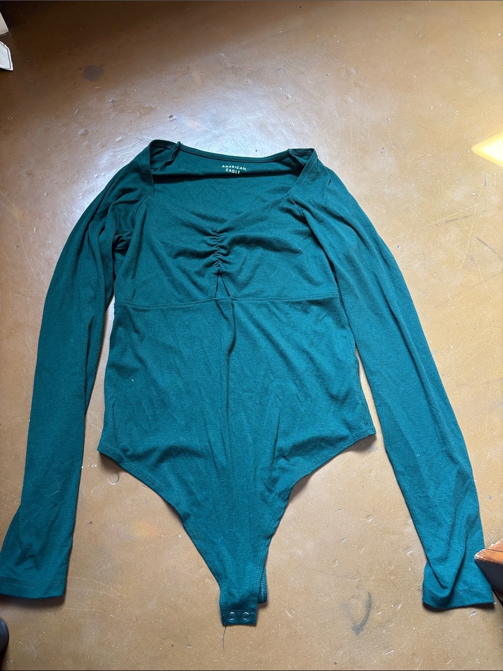 American Eagle Outfitters Teal Long-Sleeve Girls' One-Piece Bodysuit